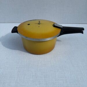 Presto Pressure‎ Cooker 6 Qt Yellow Vintage 1976 Aluminum Pot Retro Kitchenware